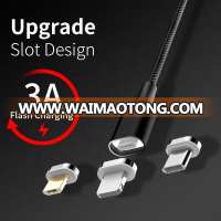 New design 3 in 1 Side light led usb cable with data cables magnetic usb cable